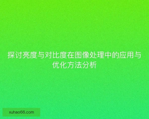 探讨亮度与对比度在图像处理中的应用与优化方法分析